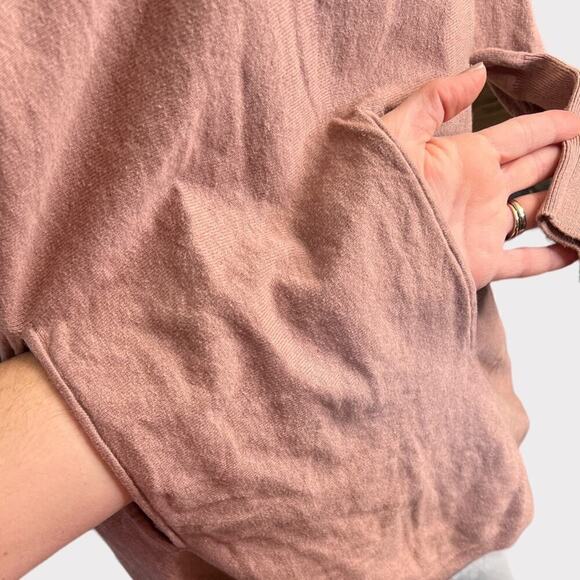 Garnet Hill Mauve Pocket Sweater Tunic Length Long Sleeved Lightweight Top - Picture 4 of 10